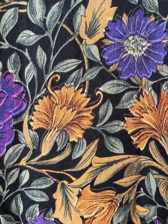 Vintage 90s Exposé Black & Purple Floral Button Up Long Sleeve Shirt Retro Large - Picture 5 of 11